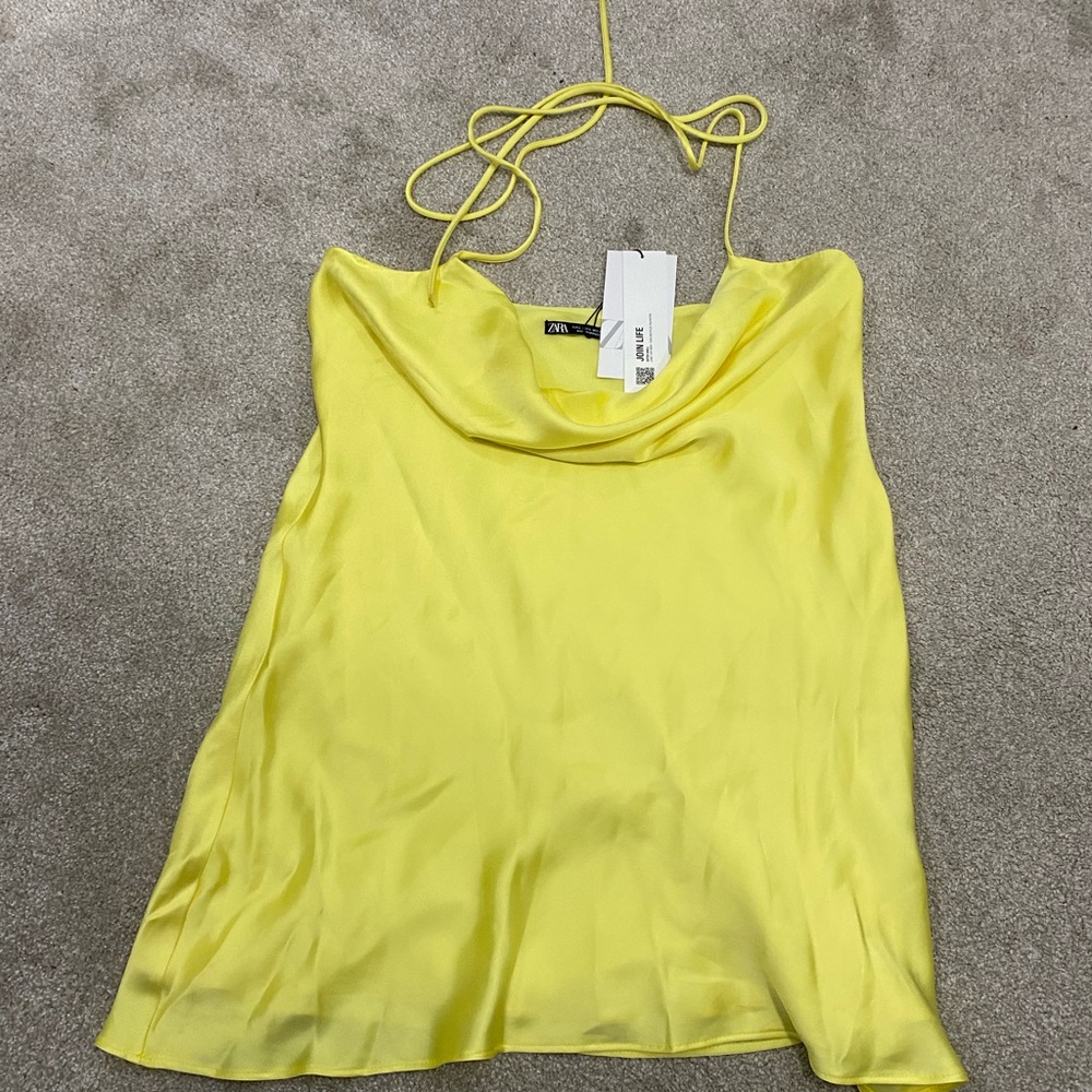 Zara Yellow Tie Up Slip Dress